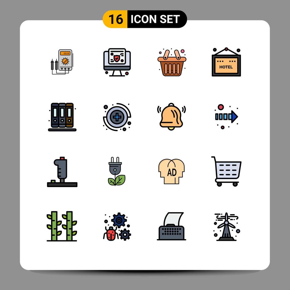 16 creativo icone moderno segni e simboli di biblioteca libri assicurazione viaggio Hotel modificabile creativo vettore design elementi