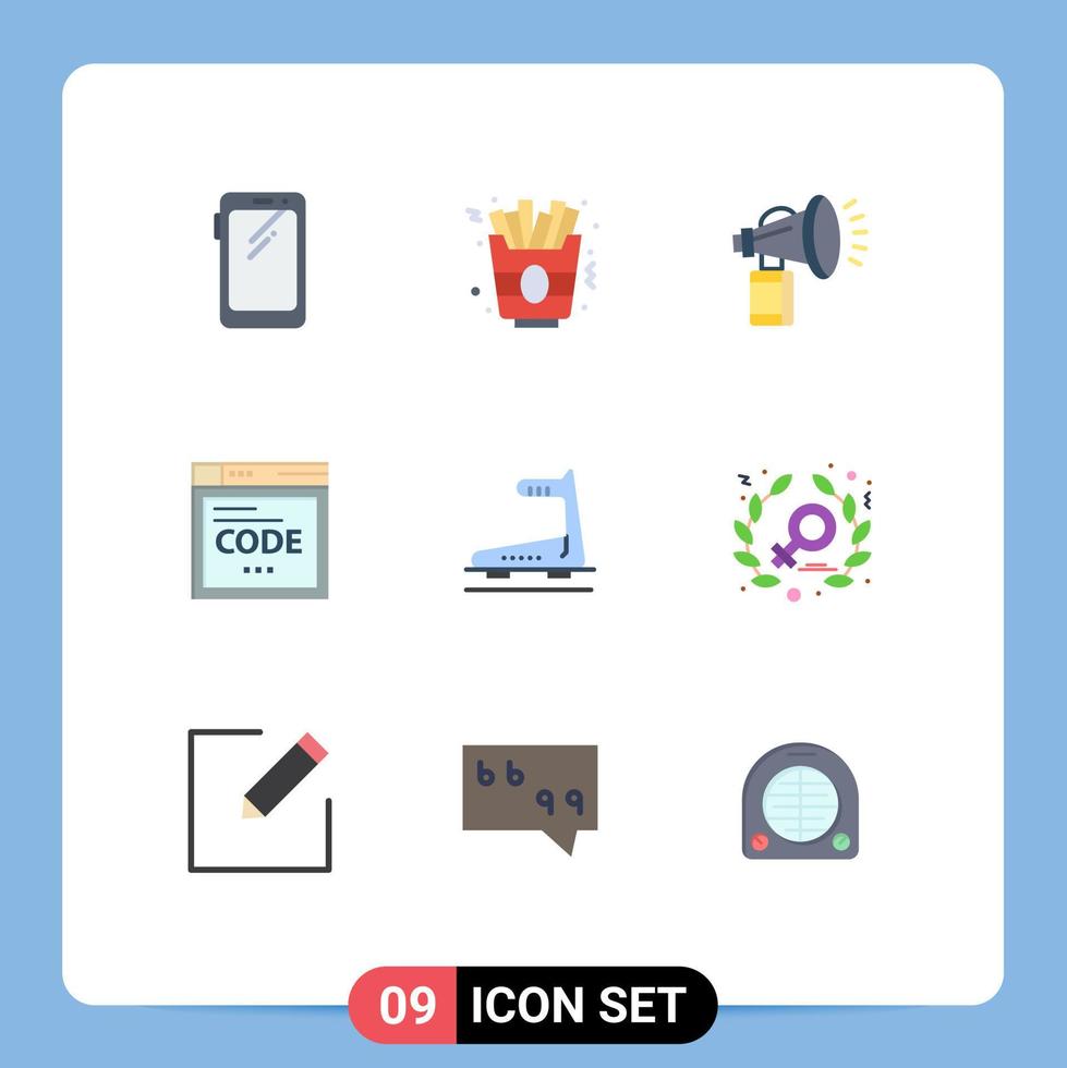 9 universale piatto colori impostato per ragnatela e mobile applicazioni macchina codice aria Internet corno modificabile vettore design elementi