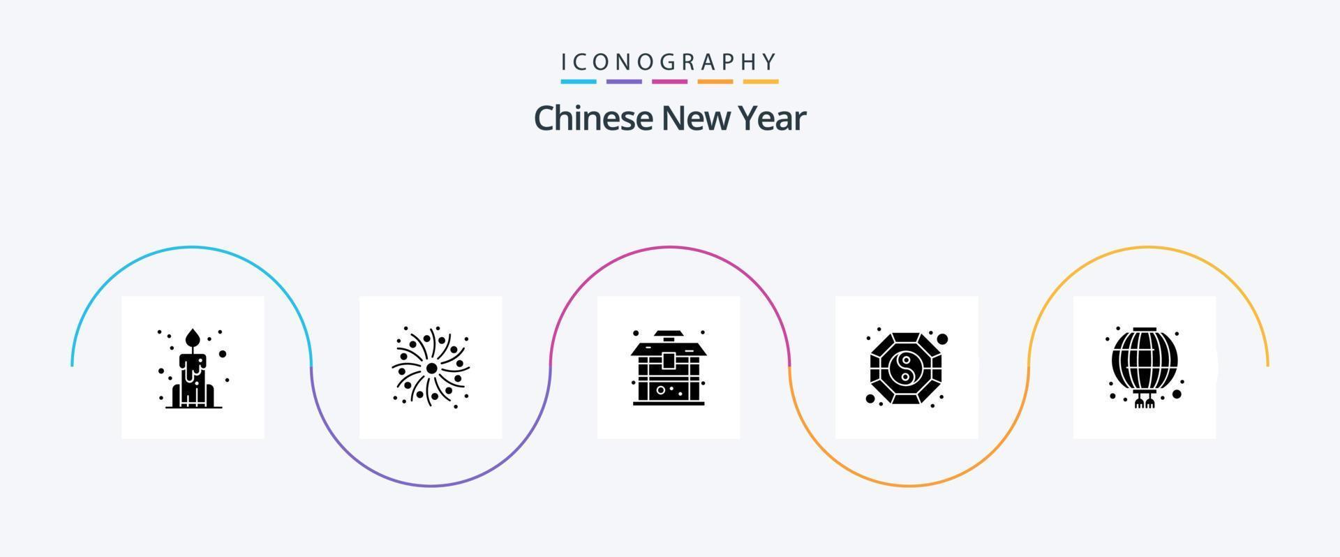 Cinese nuovo anno glifo 5 icona imballare Compreso rosso. Cinese. Cina. Cina. yang vettore