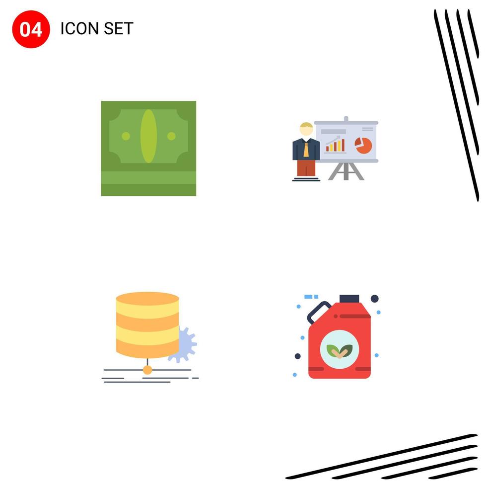 4 piatto icona concetto per siti web mobile e applicazioni attività commerciale algoritmo i soldi ufficio dati modificabile vettore design elementi