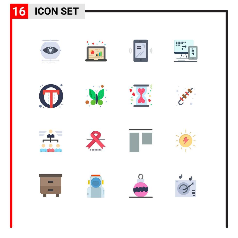impostato di 16 moderno ui icone simboli segni per interfaccia mobile dati tenere sotto controllo disposizione modificabile imballare di creativo vettore design elementi