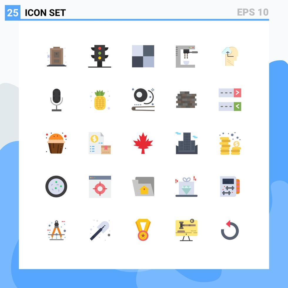 mobile interfaccia piatto colore impostato di 25 pittogrammi di Audio mente cucinando guadagno macchina modificabile vettore design elementi