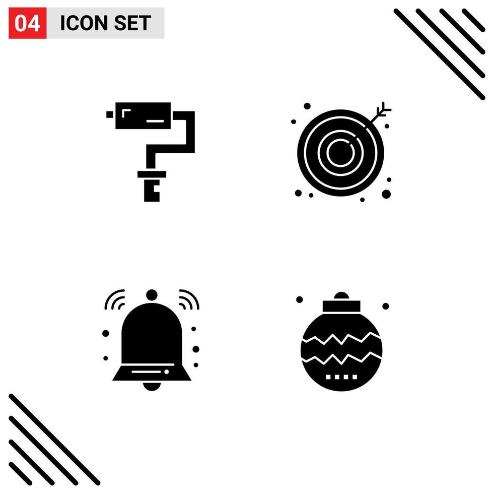 azione vettore icona imballare di 4 linea segni e simboli per dipingere rullo notifica attrezzo bersaglio celebrazione modificabile vettore design elementi