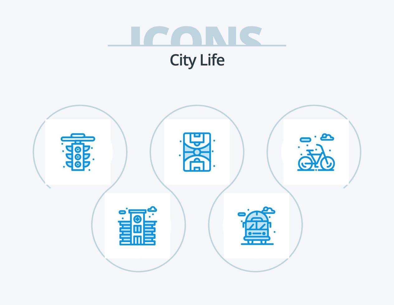città vita blu icona imballare 5 icona design. . vita. vita. città. vita vettore