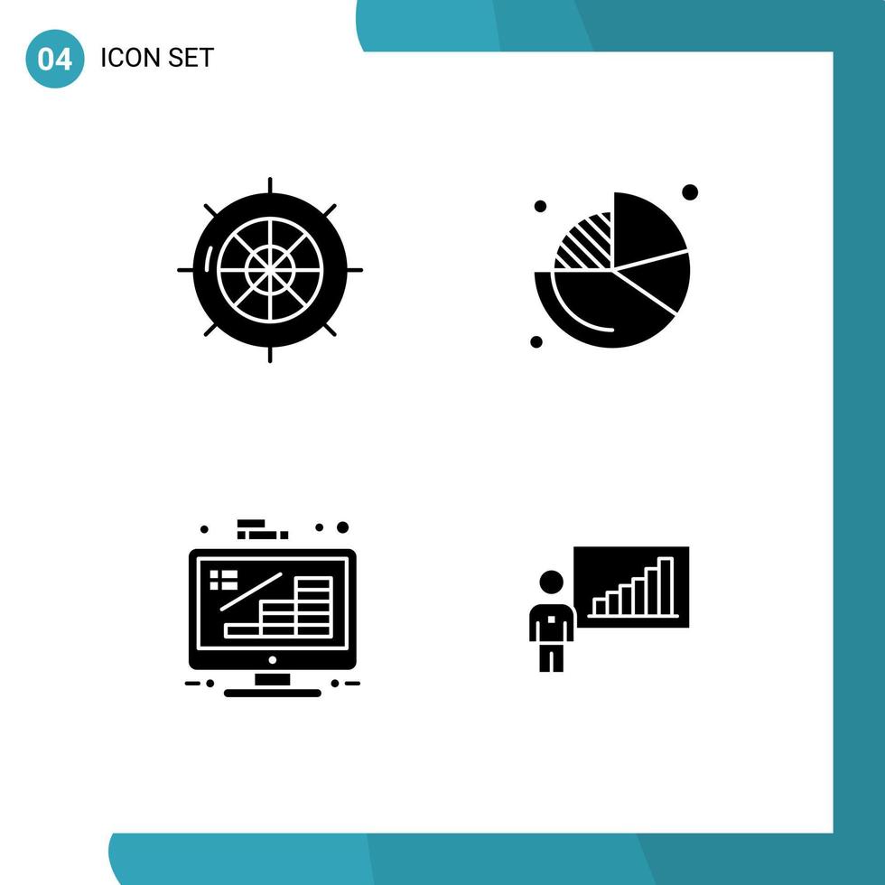 impostato di 4 commerciale solido glifi imballare per nautico attività commerciale nave grafico finanza modificabile vettore design elementi