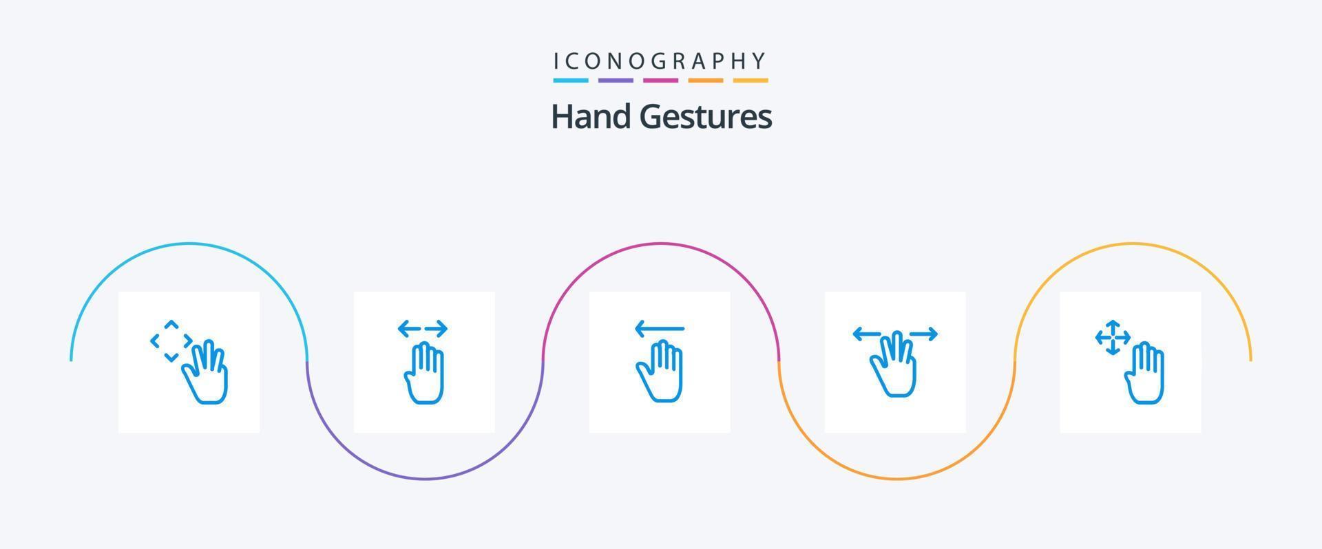 mano gesti blu 5 icona imballare Compreso mano. mobile. Giusto. mano. sinistra vettore
