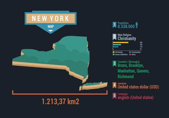 Vettore della mappa di New York con Infographic