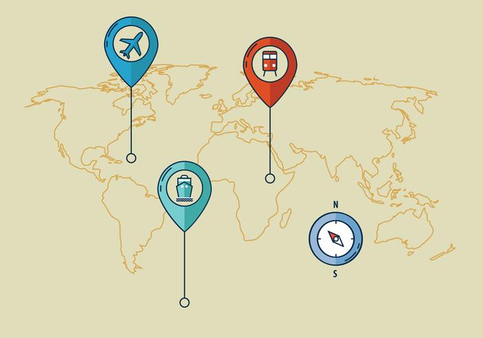 Icona di trasporto mappa mondiale vettore