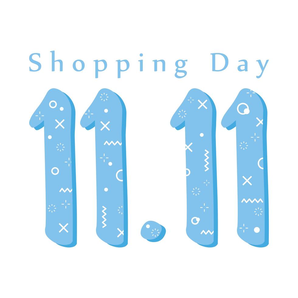11 11 giorno di shopping, numeri carta di sfondo di memphis vettore