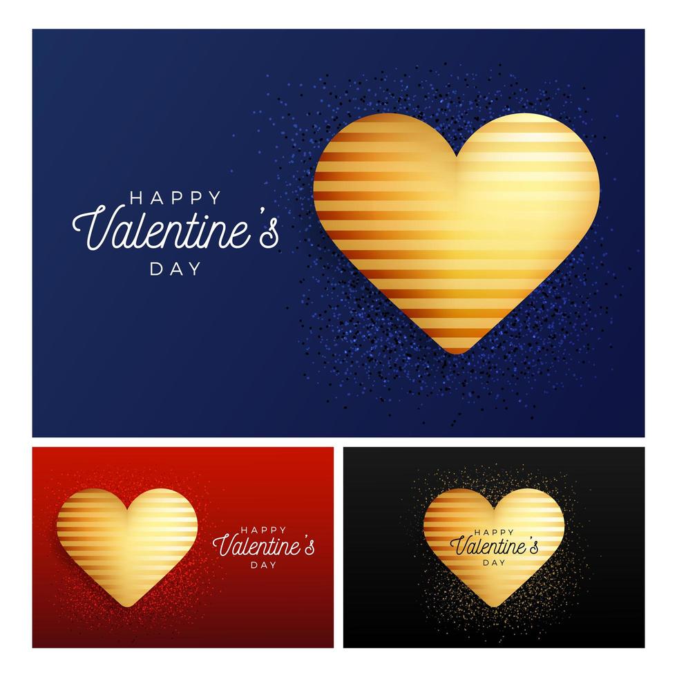 set di banner cuore glitter vettore