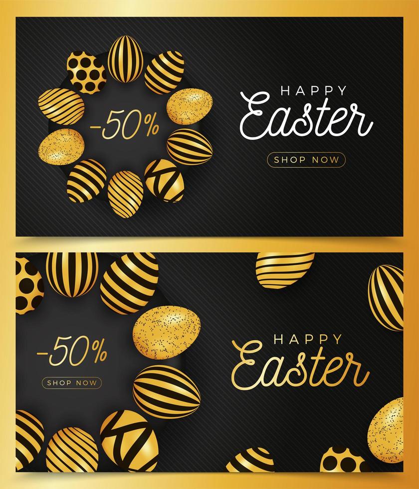 set di banner orizzontale uovo di Pasqua vettore