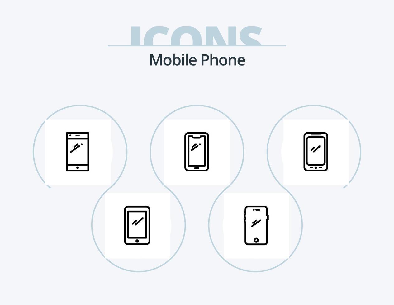 mobile Telefono linea icona imballare 5 icona design. . vettore