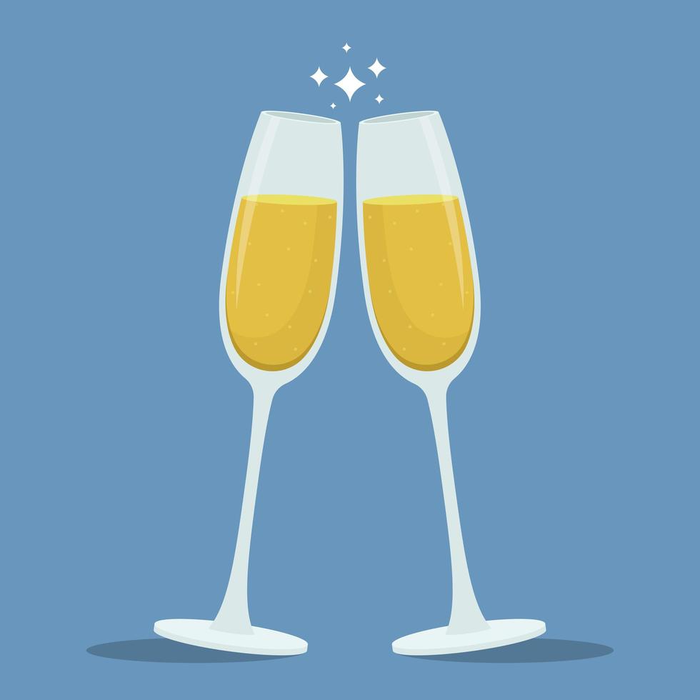 illustrazione di disegno vettoriale di bicchieri di champagne toast