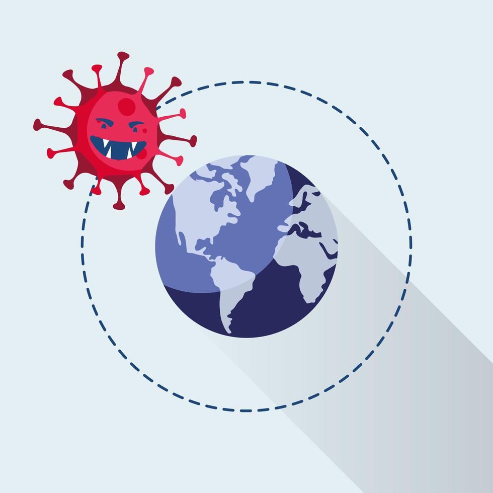 covid19 particella pandemica con il pianeta terra del mondo vettore