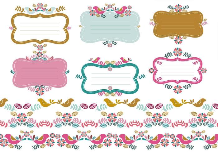 Floral Tags & Borders Vector Pack Two