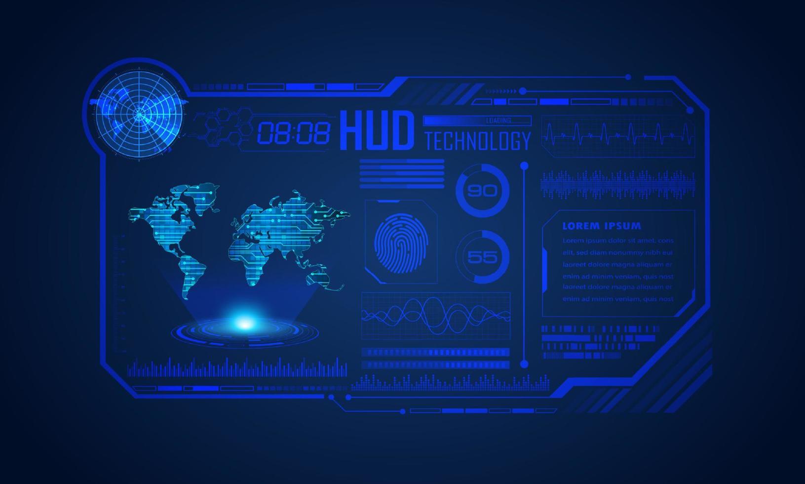 blu moderno hud tecnologia schermo sfondo vettore