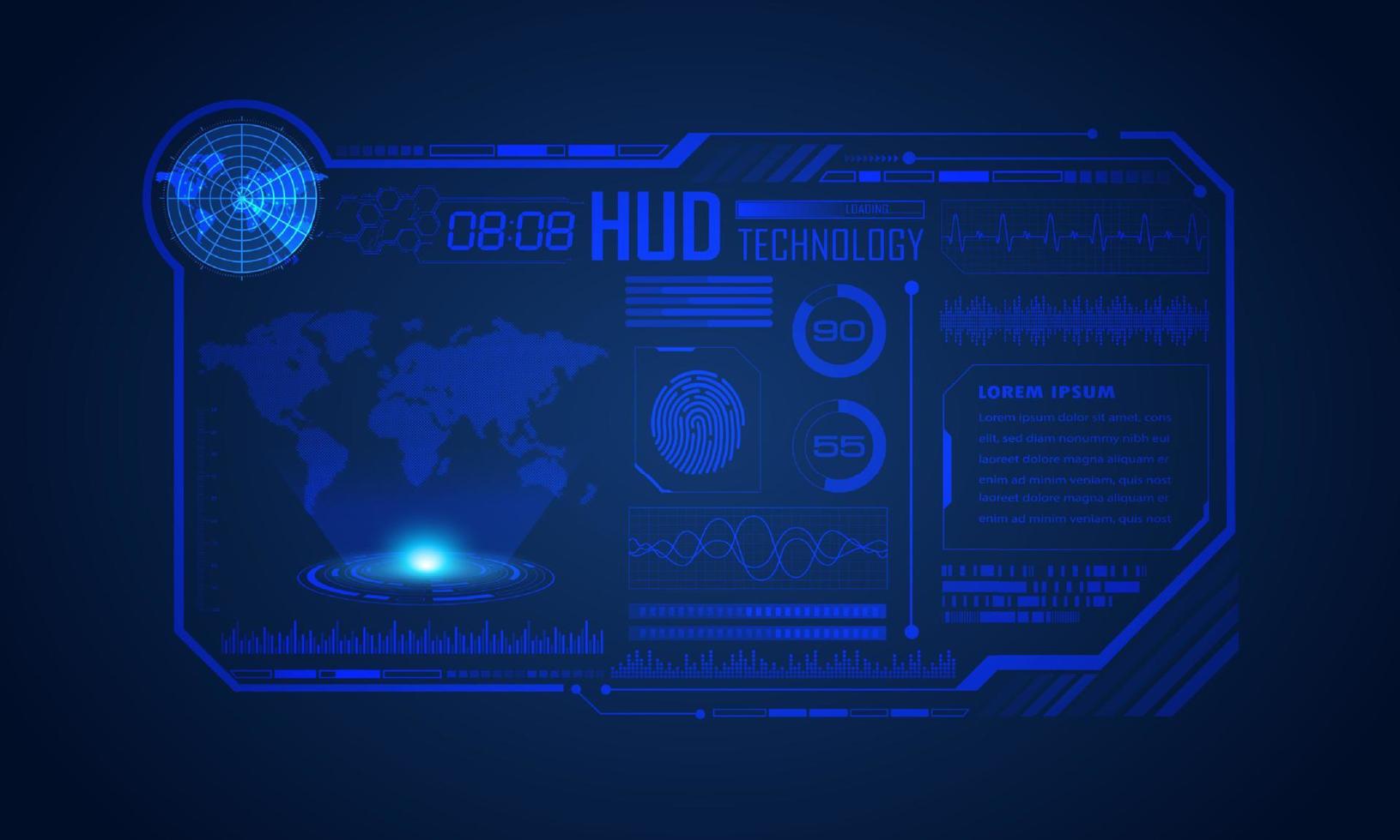 blu moderno hud tecnologia schermo sfondo vettore