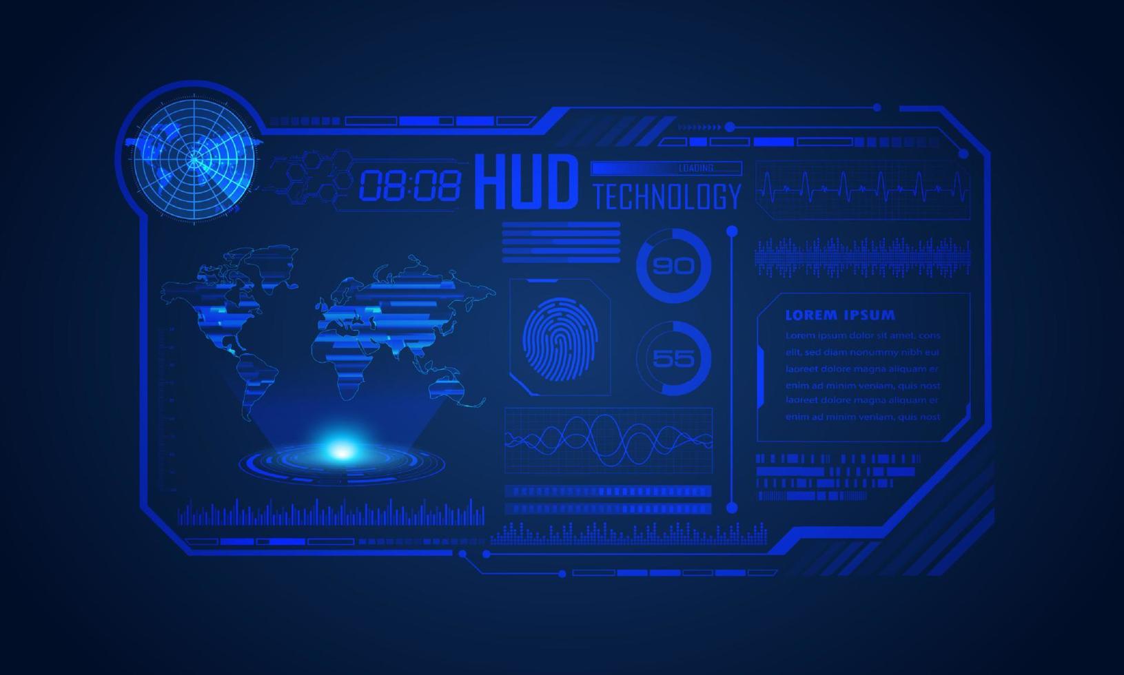 blu moderno hud tecnologia schermo sfondo vettore