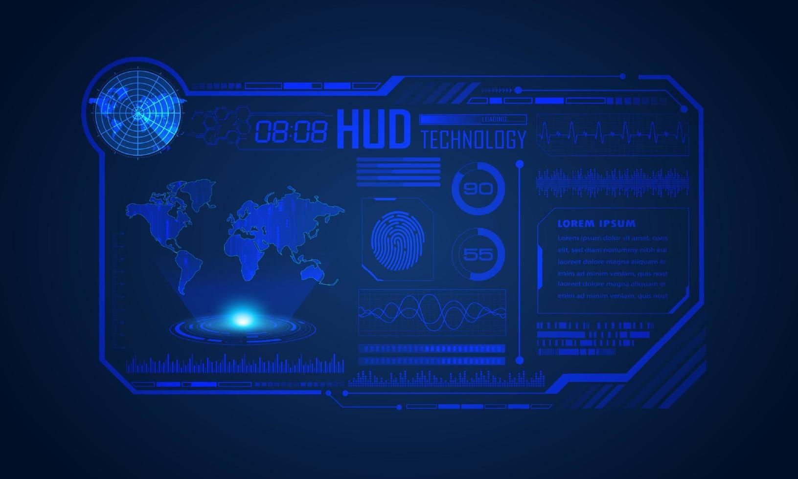 blu moderno hud tecnologia schermo sfondo vettore