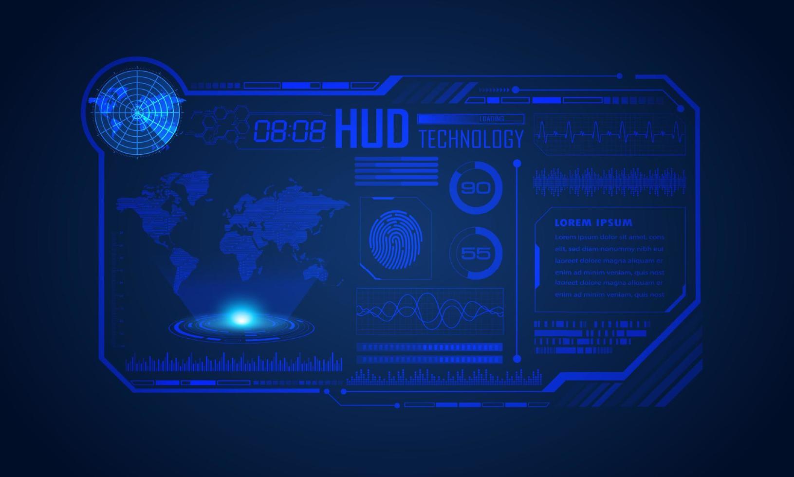 blu moderno hud tecnologia schermo sfondo vettore