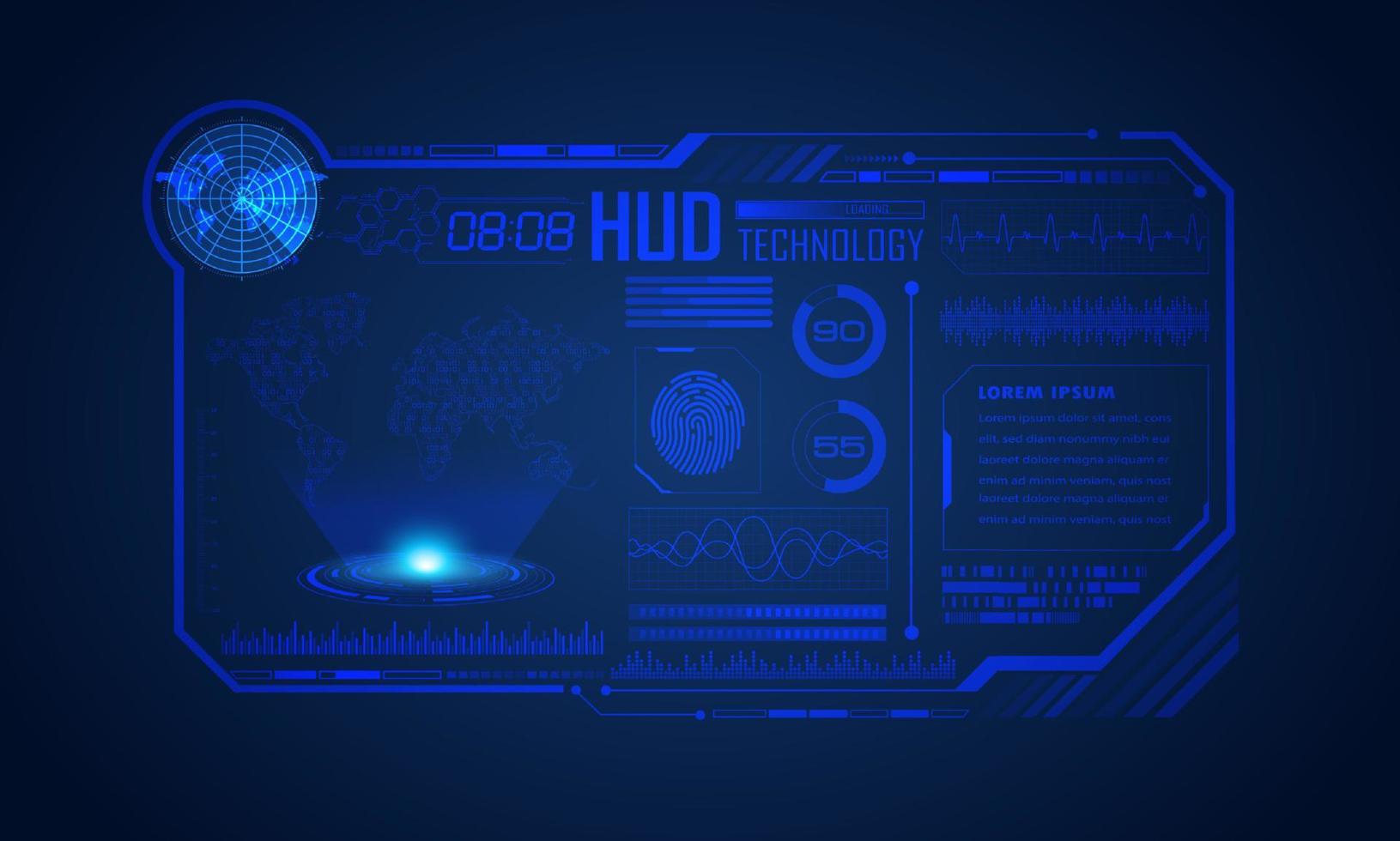 blu moderno hud tecnologia schermo sfondo vettore