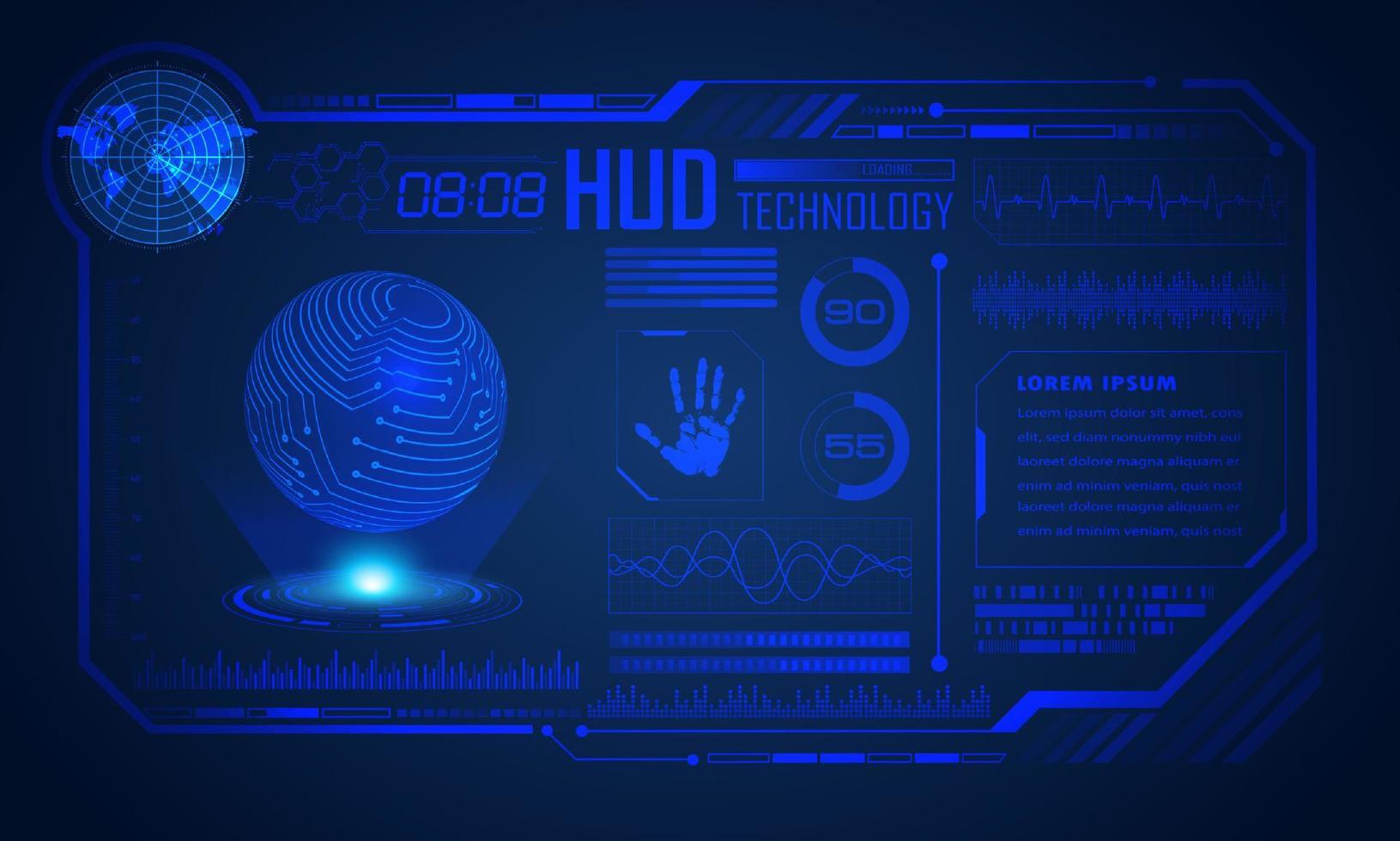 blu moderno hud tecnologia schermo sfondo vettore