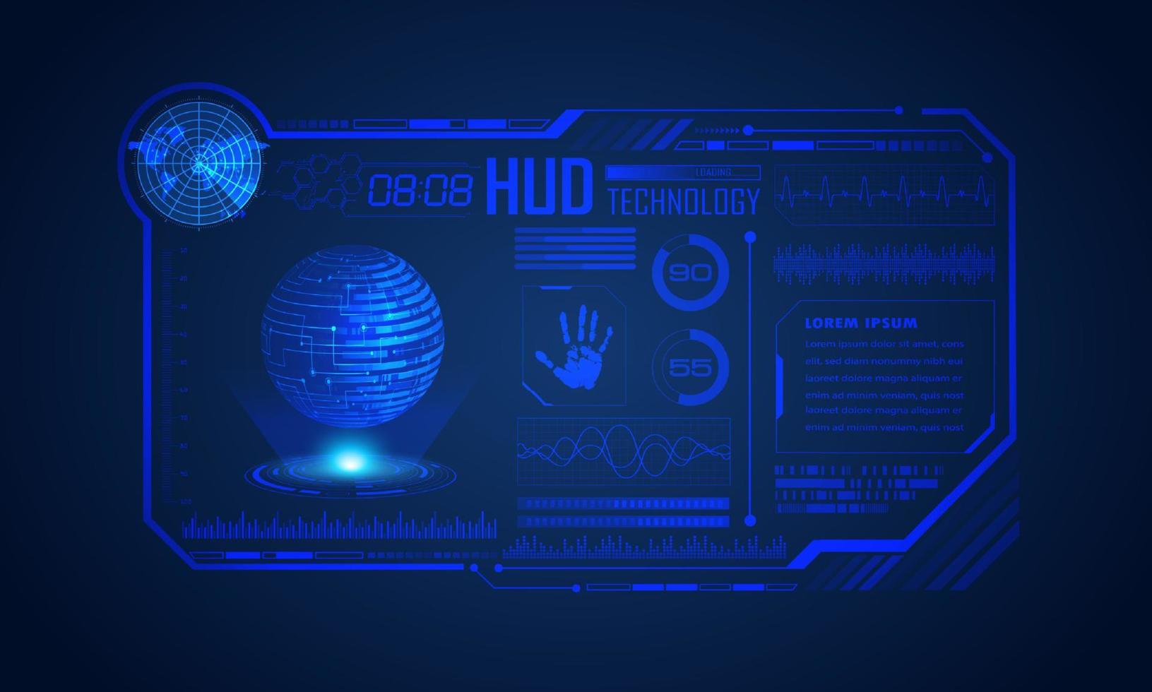 blu moderno hud tecnologia schermo sfondo vettore