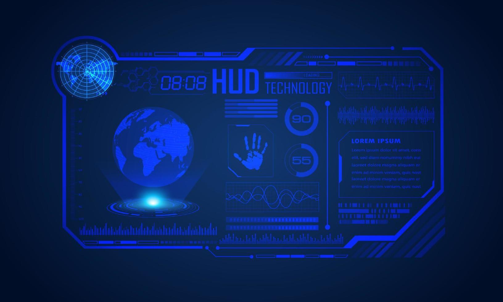 blu moderno hud tecnologia schermo sfondo vettore