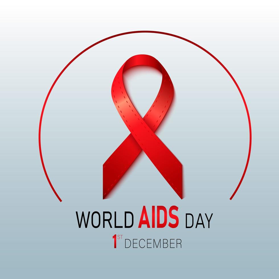 nastro rosso di consapevolezza dell'hiv. concetto di giornata mondiale contro l'AIDS. moderna illustrazione vettoriale