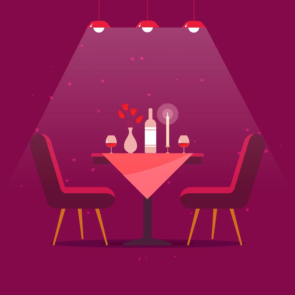 cena romantica per una coppia di innamorati vettore