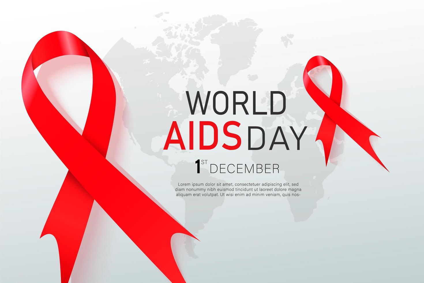 nastro rosso di consapevolezza dell'hiv. concetto di giornata mondiale contro l'AIDS. moderna illustrazione vettoriale