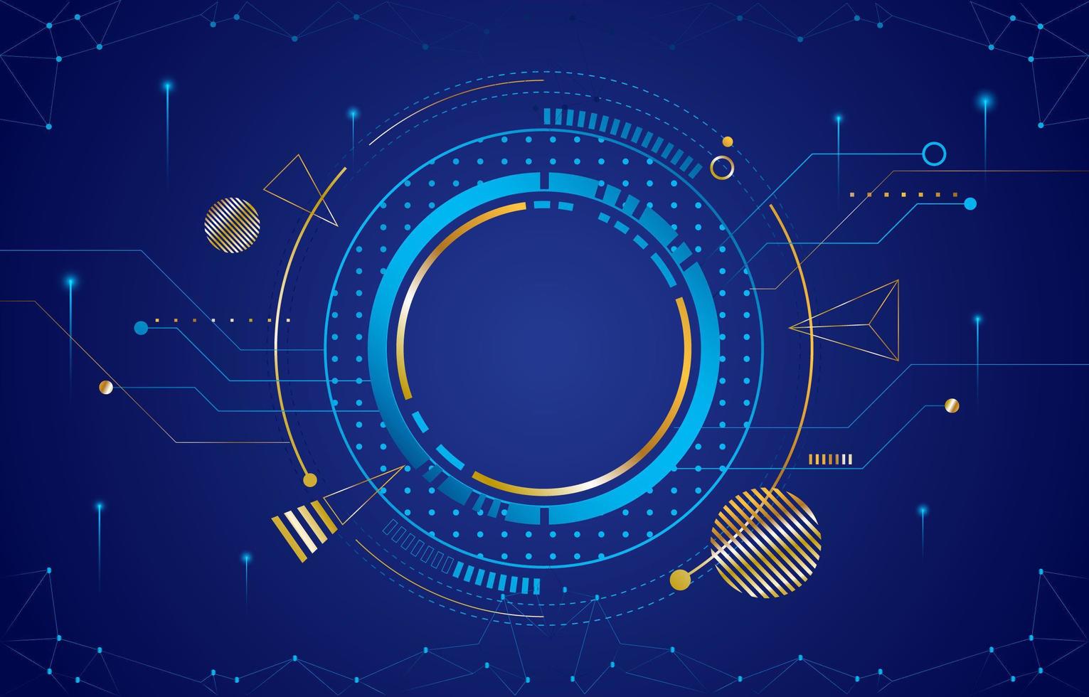 cerchio digitale con colore blu e oro vettore