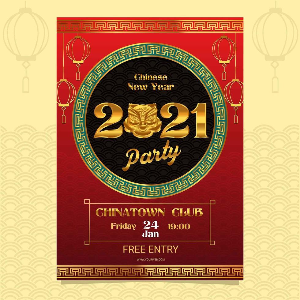 poster di capodanno cinese oro fantasia vettore