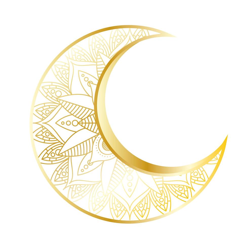 decorazione di ramadan kareem luna dorata vettore