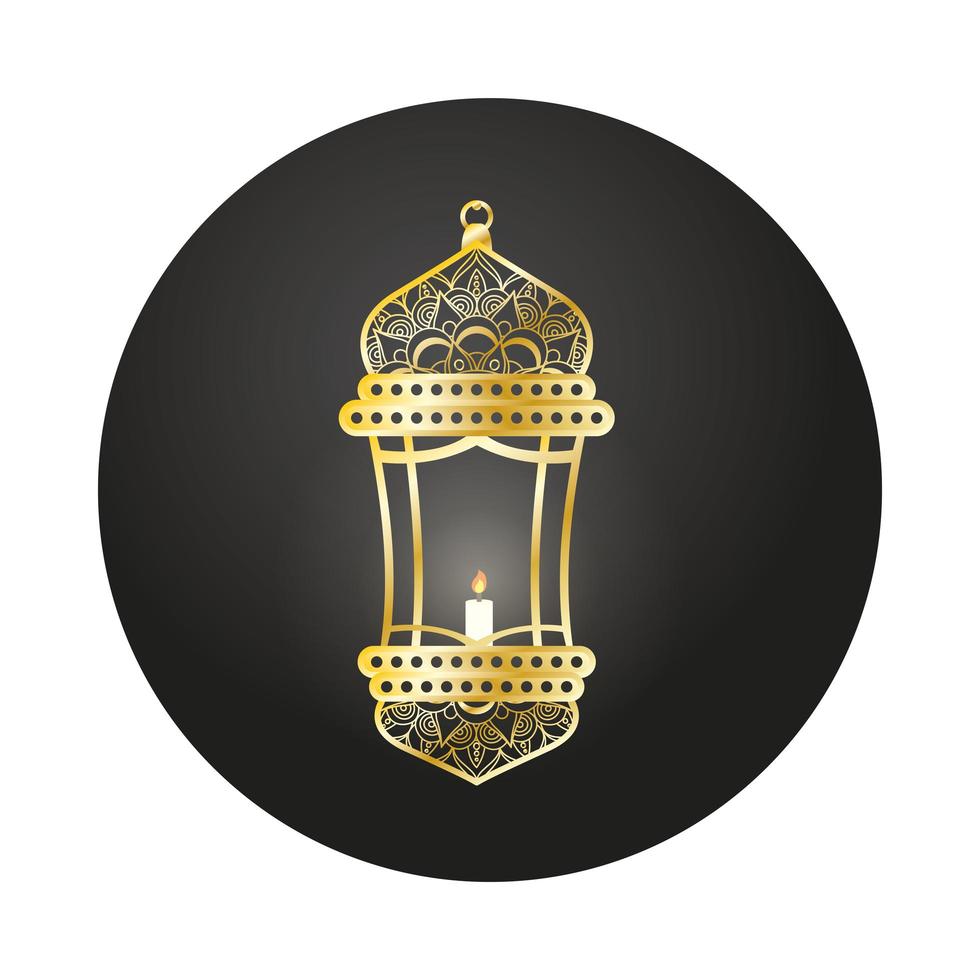 lampada dorata decorazione ramadan kareem vettore