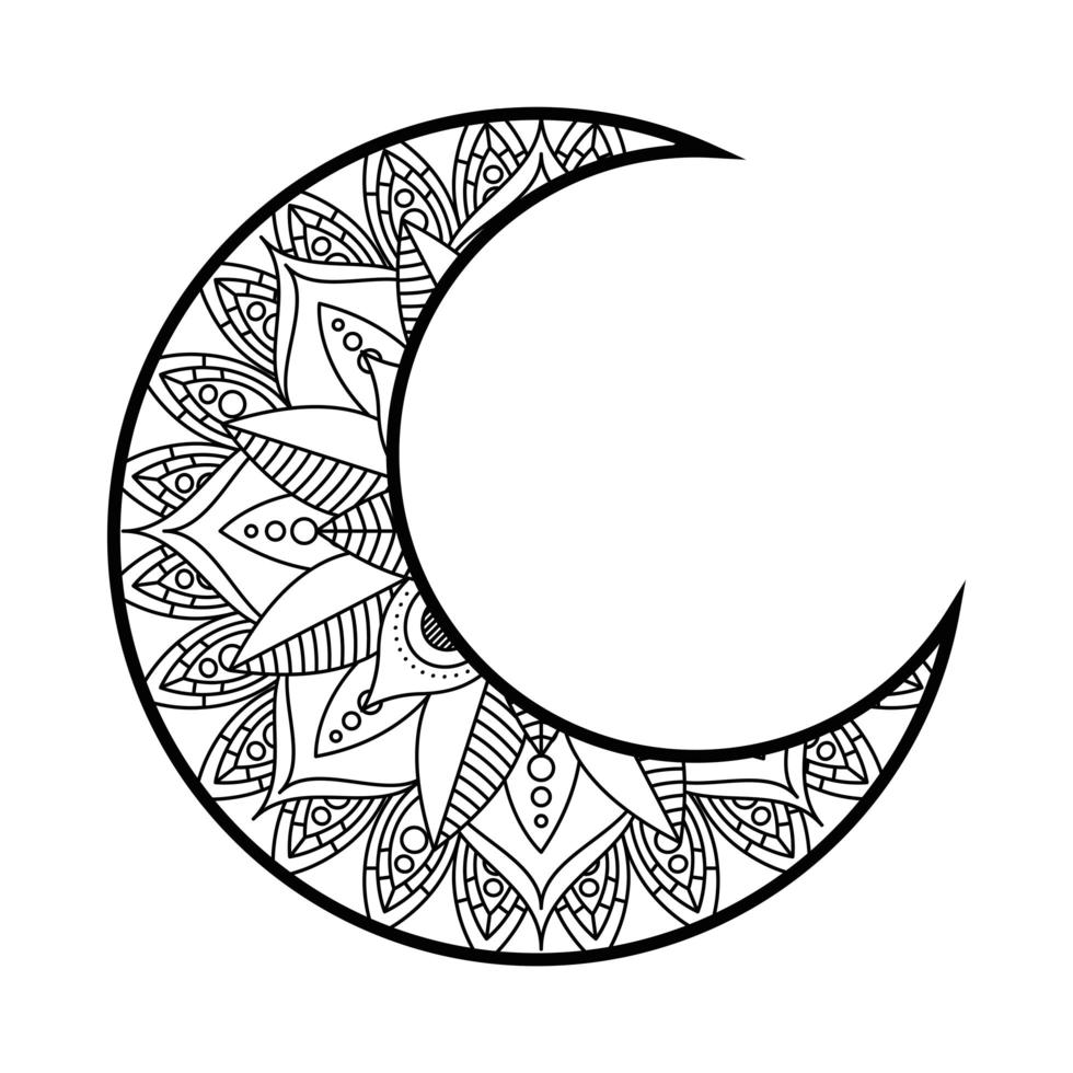 decorazione monocromatica luna ramadan kareem vettore