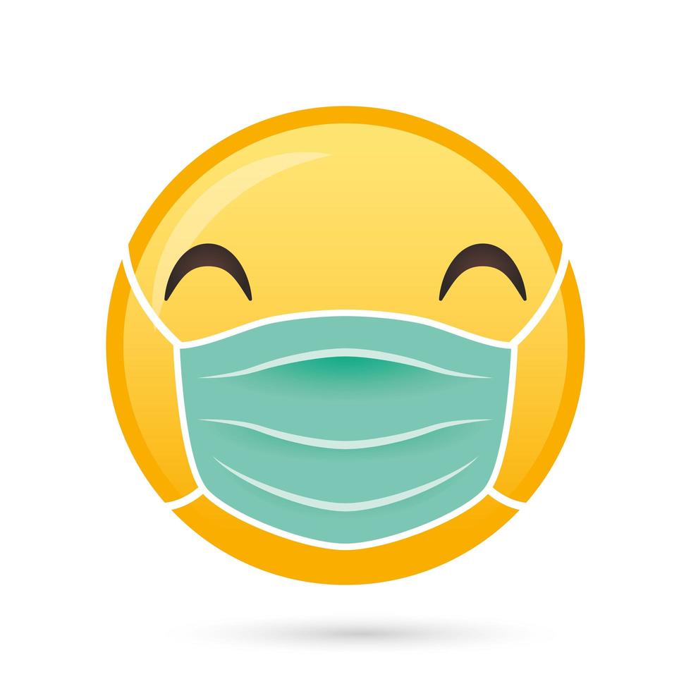 carattere divertente maschera medica viso emoji vettore