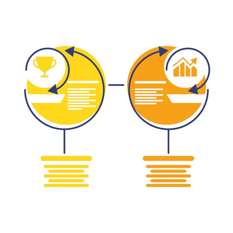 icona di stile piatto statistiche infografica trofeo e bar vettore