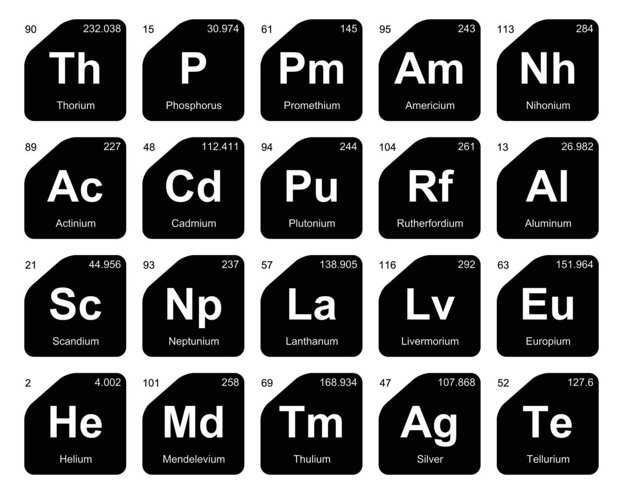 20 preiodico tavolo di il elementi icona imballare design vettore