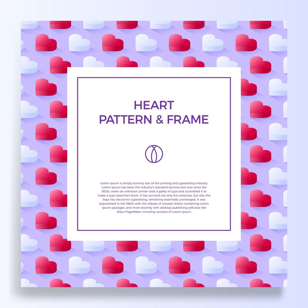 bordo cornice poster, banner o carta con cuore isometrico di amore vettore