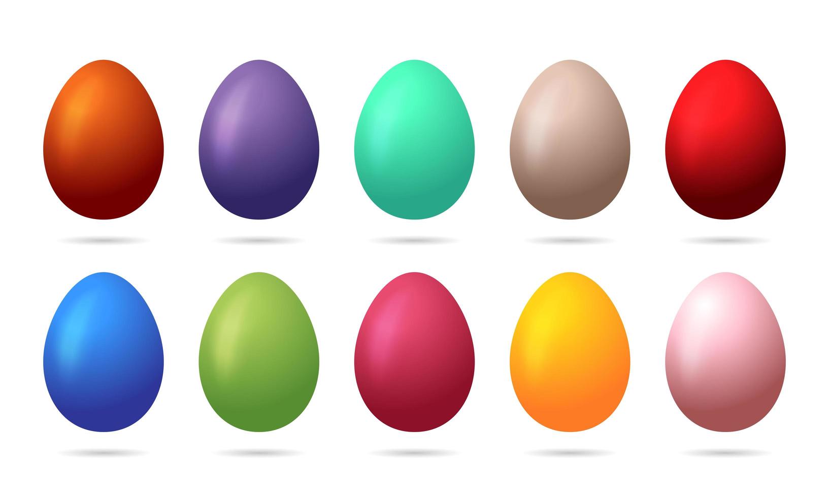 set di 10 uova di Pasqua colorate vettore