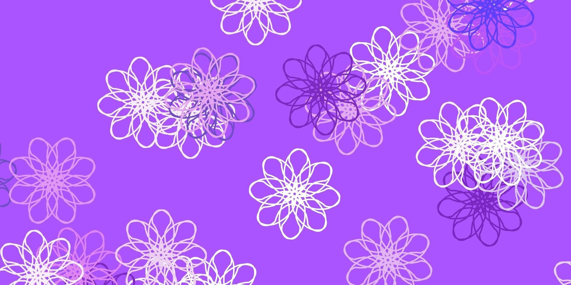 struttura di doodle vettoriale viola chiaro con fiori.