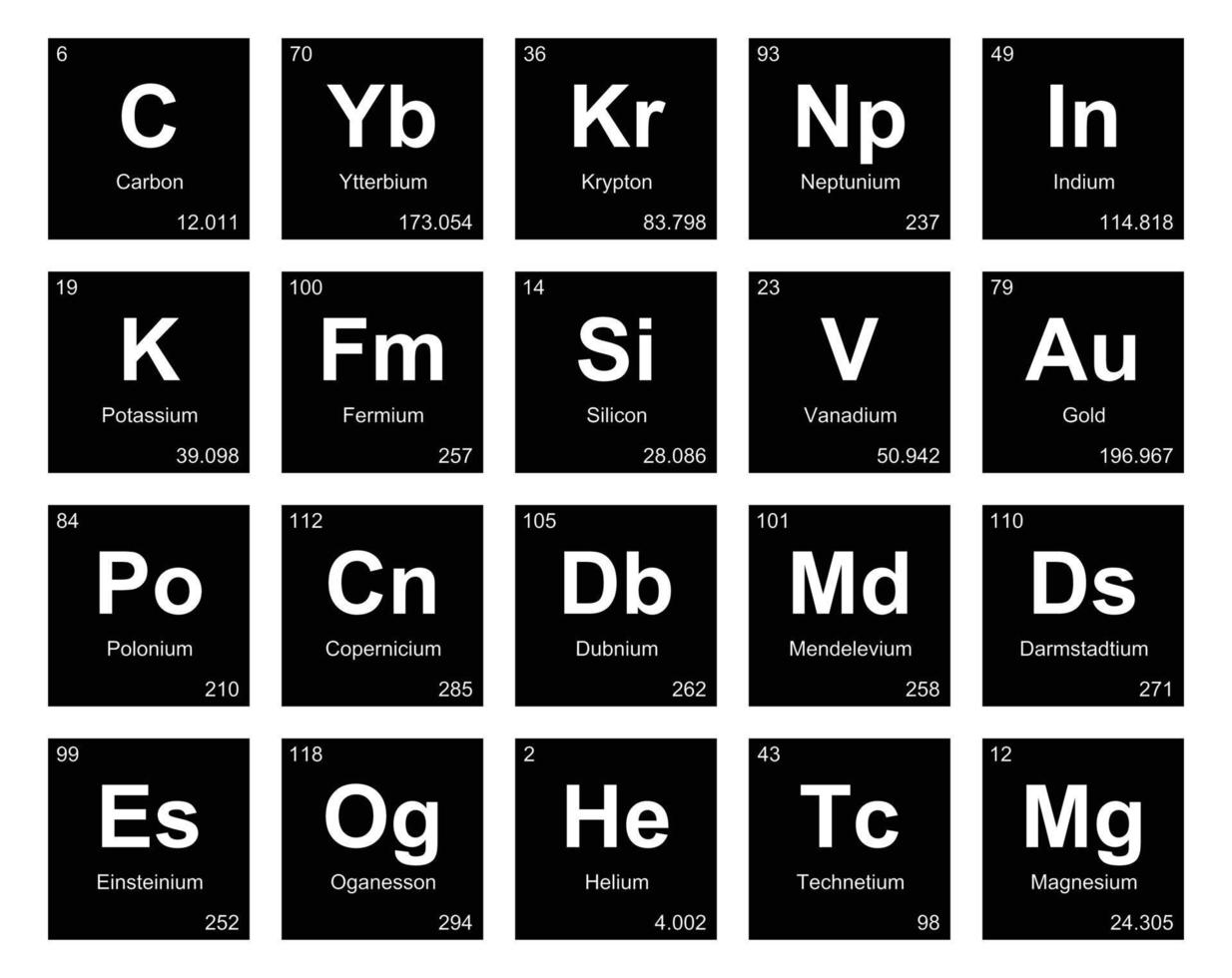 20 preiodico tavolo di il elementi icona imballare design vettore