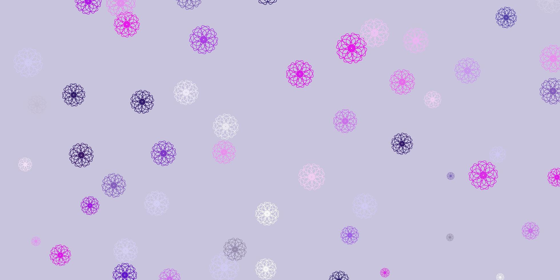 modello di doodle vettoriale viola chiaro con fiori.