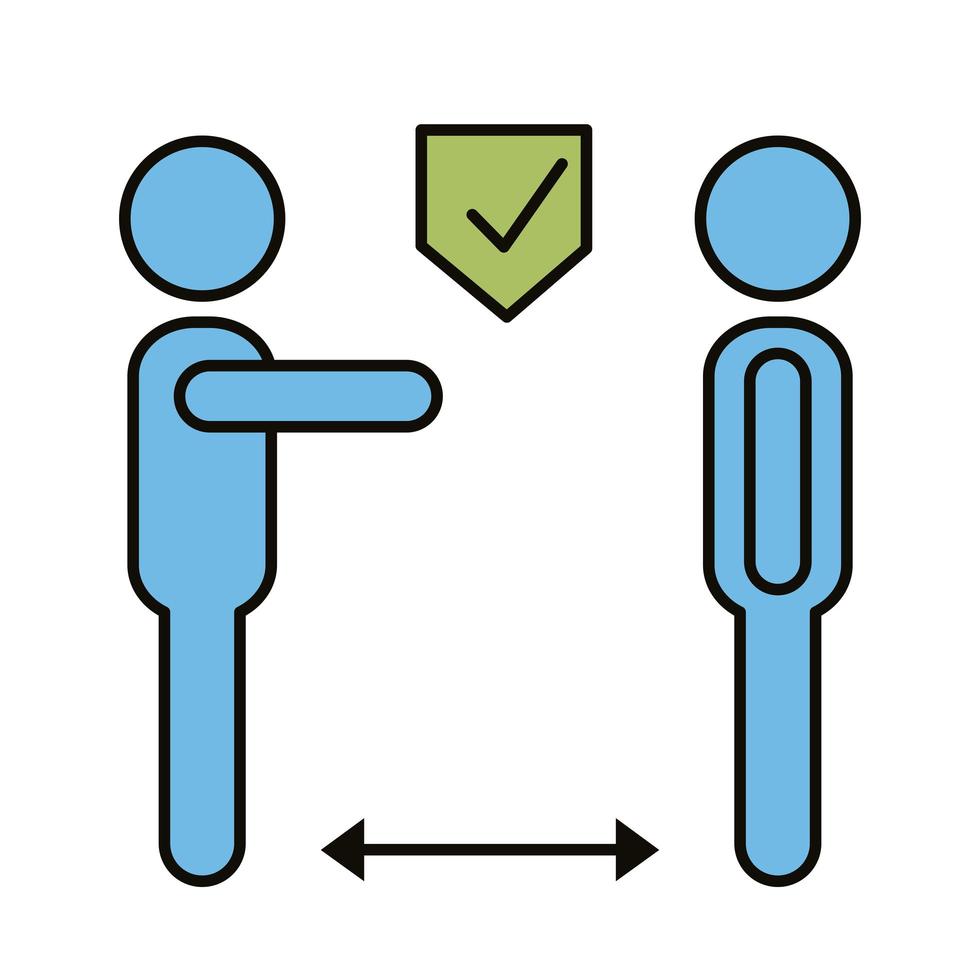 sagome umane con linee per distanza sociale vettore