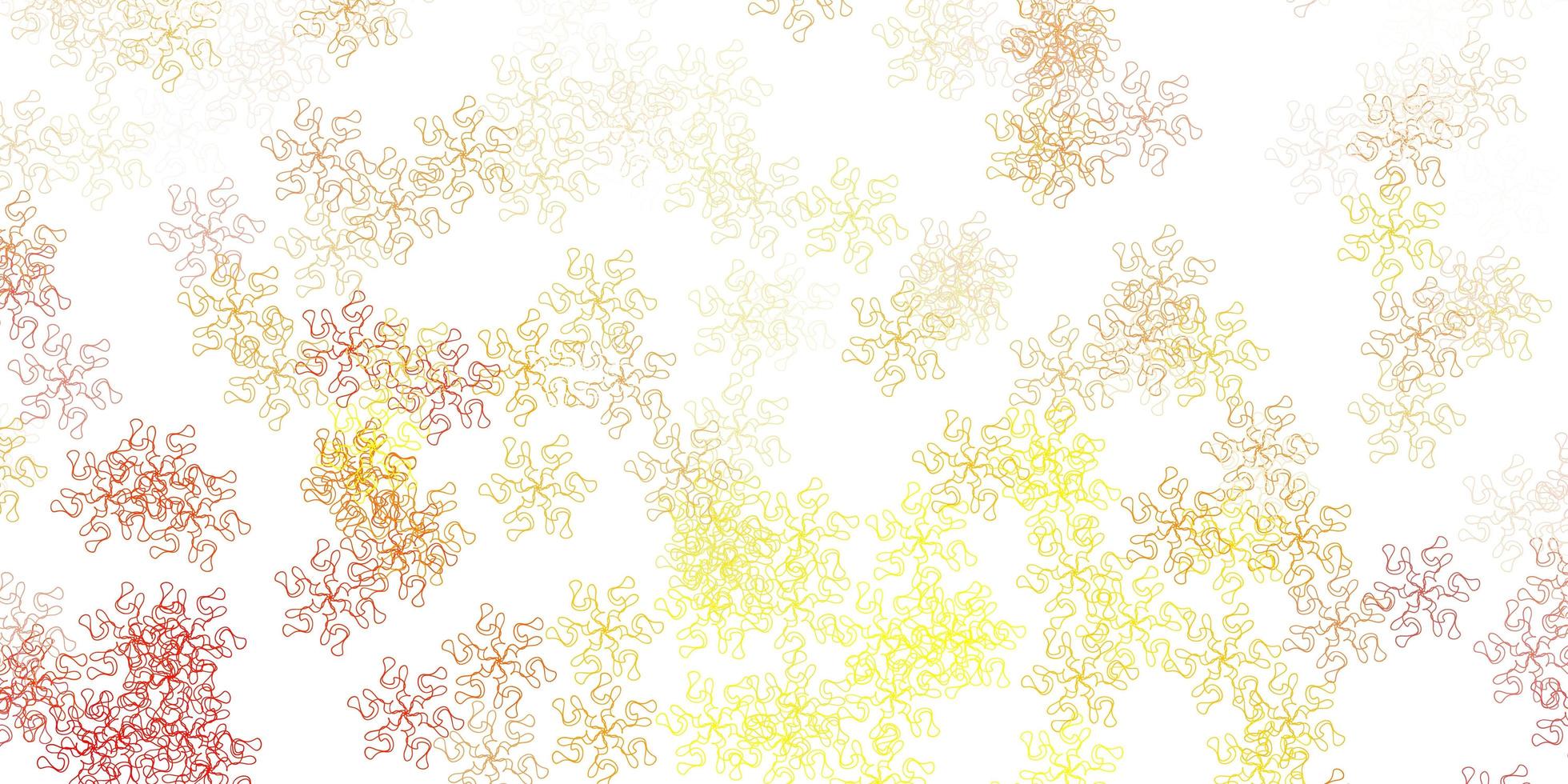 modello di doodle vettoriale arancione chiaro con fiori.