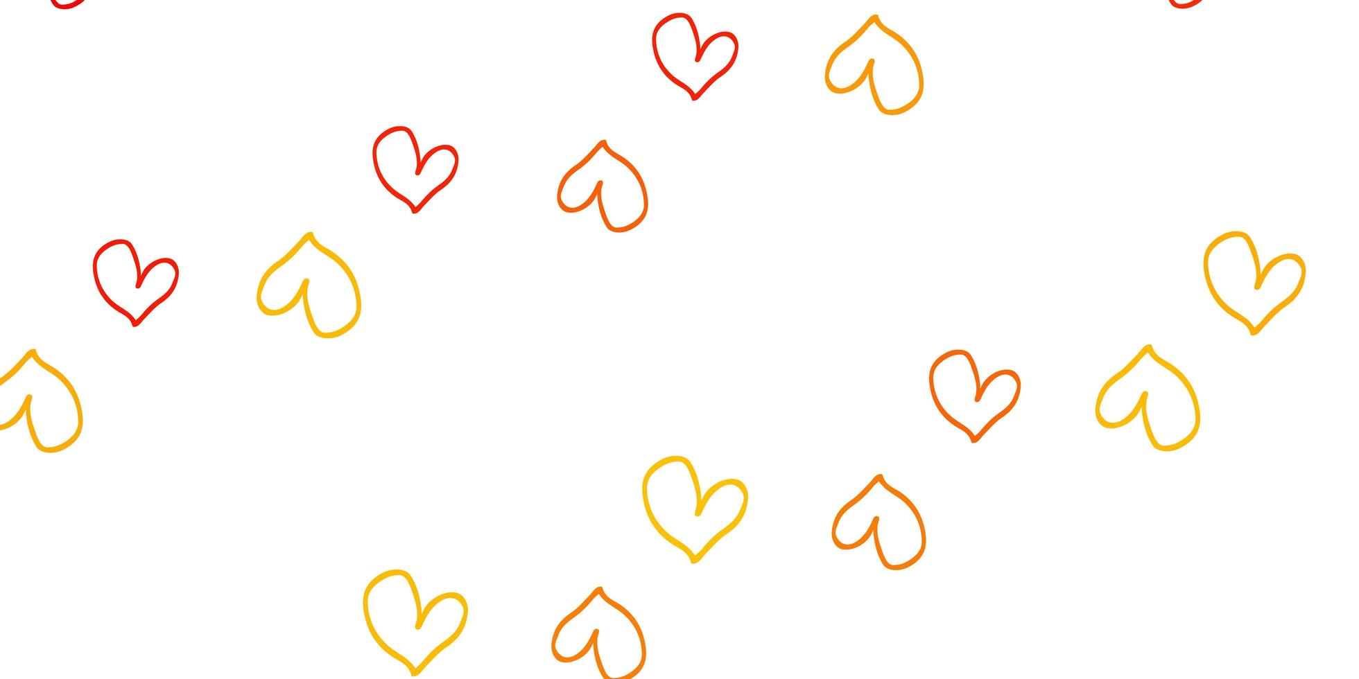 modello vettoriale arancione chiaro con cuori doodle.