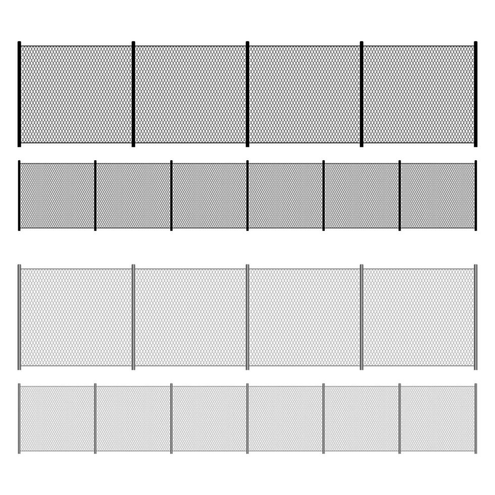 illustrazione di progettazione di vettore del recinto della rete metallica isolata su fondo bianco