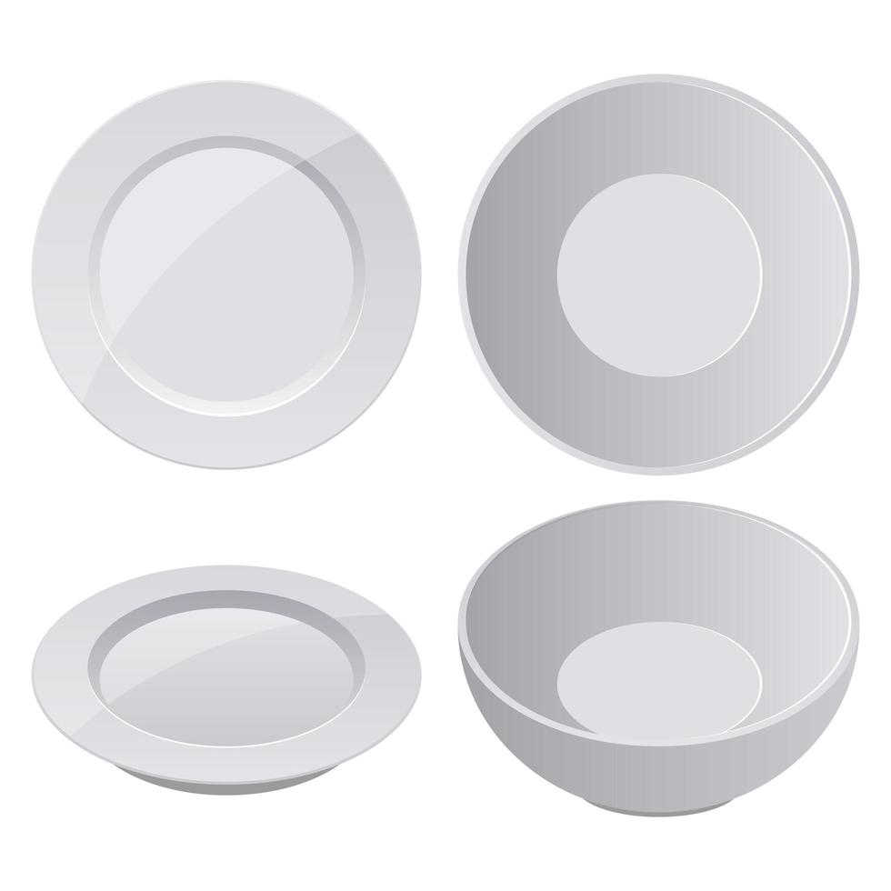 illustrazione realistica di progettazione di vettore del piatto della porcellana isolata su fondo bianco