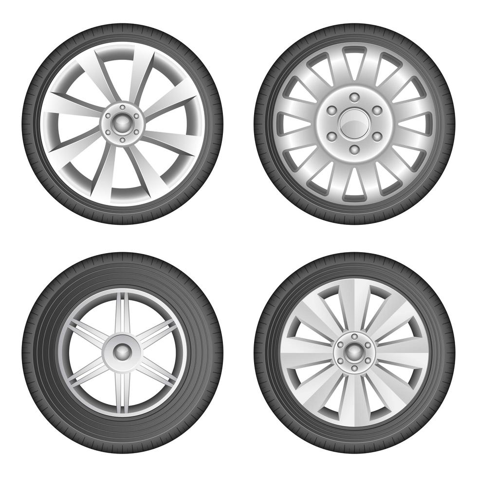 illustrazione di disegno vettoriale di pneumatici per auto isolato su priorità bassa bianca